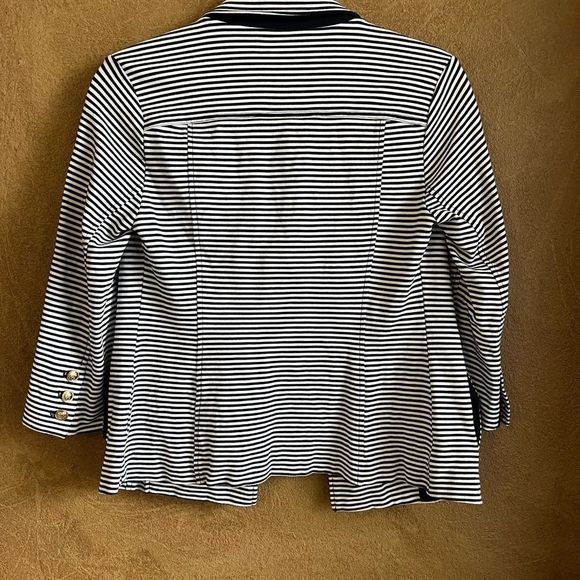 Striped Navy and White Women's Blazer - Picture 3 of 6